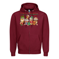Burgundy merry christmas gingerbread coffee cups Zipper Hoodie - Zillion Design Studio