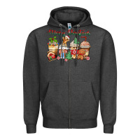 Charcoal Heather merry christmas gingerbread coffee cups Zipper Hoodie - Zillion Design Studio
