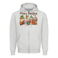 Dove Grey merry christmas gingerbread coffee cups Zipper Hoodie - Zillion Design Studio