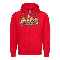 Red merry christmas gingerbread coffee cups Zipper Hoodie - Zillion Design Studio