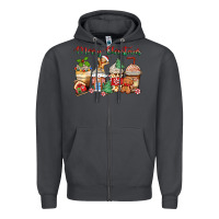 Smoke merry christmas gingerbread coffee cups Zipper Hoodie - Zillion Design Studio