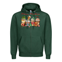 Sports Green merry christmas gingerbread coffee cups Zipper Hoodie - Zillion Design Studio
