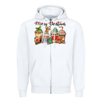 White merry christmas gingerbread coffee cups Zipper Hoodie - Zillion Design Studio