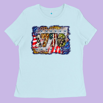 1776 4th Of July Background Ladies Tee Designed By Barkaloodesign