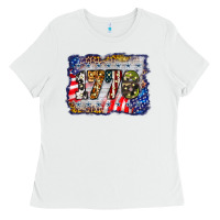White 1776 4th of july background Ladies Tee - BarkalooDesign