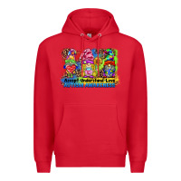Red accept understand love autism awareness western background Premium Hoodie - BarkalooDesign