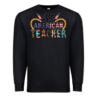 Black all american teacher Premium Sweatshirt - CowhideDigitalArt