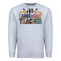 Heather Grey all american teacher Premium Sweatshirt - CowhideDigitalArt