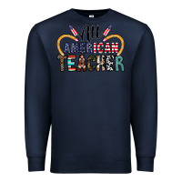 Navy all american teacher Premium Sweatshirt - CowhideDigitalArt