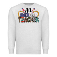 Oatmeal Heather all american teacher Premium Sweatshirt - CowhideDigitalArt