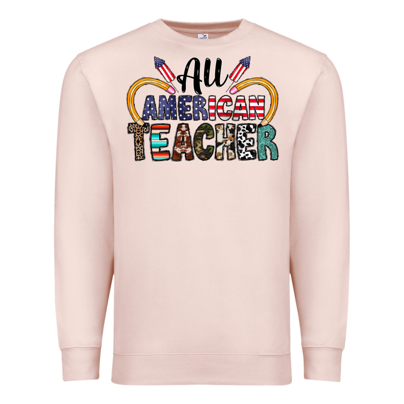 All American Teacher Premium Sweatshirt by CowhideDigitalArt | Teevron
