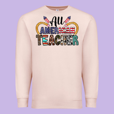 All American Teacher Premium Sweatshirt Designed By Cowhidedigitalart