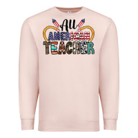 Pale Pink all american teacher Premium Sweatshirt - CowhideDigitalArt