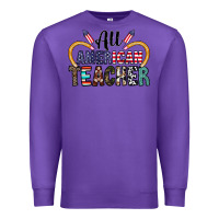 Purple all american teacher Premium Sweatshirt - CowhideDigitalArt