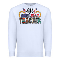 White all american teacher Premium Sweatshirt - CowhideDigitalArt