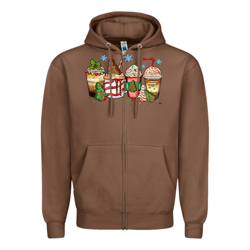 Christmas Tree Cake  Coffee Cups Zipper Hoodie by Zillion Design Studio | Teevron