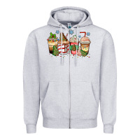 Heather Grey christmas tree cake  coffee cups Zipper Hoodie - Zillion Design Studio