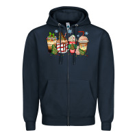 Navy christmas tree cake  coffee cups Zipper Hoodie - Zillion Design Studio