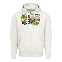 Oatmeal Heather christmas tree cake  coffee cups Zipper Hoodie - Zillion Design Studio