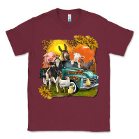 Burgundy farm truck with farm animals Classic Tee - texasbilliewilder