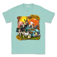 Seafoam farm truck with farm animals Classic Tee - texasbilliewilder