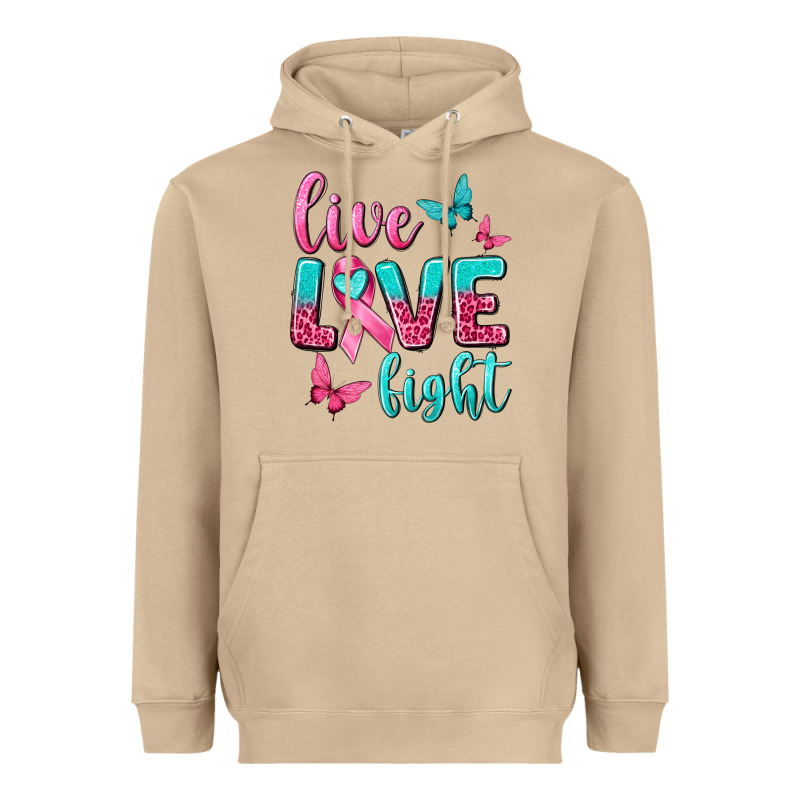 Live Love Fight Breast Cancer Heavyweight Hoodie by texasbilliewilder | Teevron