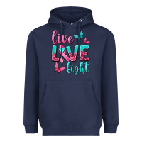 Navy Live Love Fight Breast Cancer Heavyweight Hoodie - texasbilliewilder