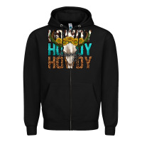 Black howdy howdy howdy western bull skull Zipper Hoodie - texasbilliewilder