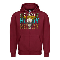 Burgundy howdy howdy howdy western bull skull Zipper Hoodie - texasbilliewilder