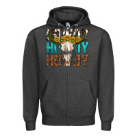 Charcoal Heather howdy howdy howdy western bull skull Zipper Hoodie - texasbilliewilder