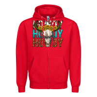 Red howdy howdy howdy western bull skull Zipper Hoodie - texasbilliewilder