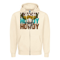 Sandshell howdy howdy howdy western bull skull Zipper Hoodie - texasbilliewilder