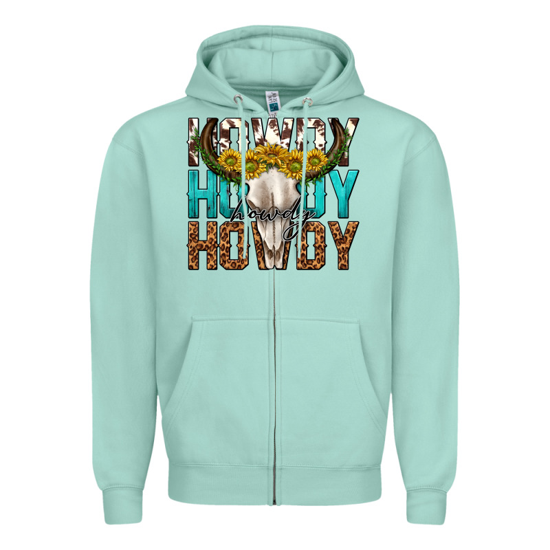Howdy Howdy Howdy Western Bull Skull Zipper Hoodie by texasbilliewilder | Teevron