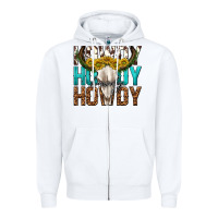 White howdy howdy howdy western bull skull Zipper Hoodie - texasbilliewilder