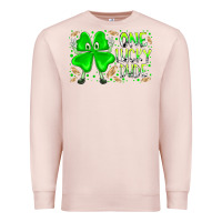 Pale Pink one lucky dude Premium Sweatshirt - RacoonDesign