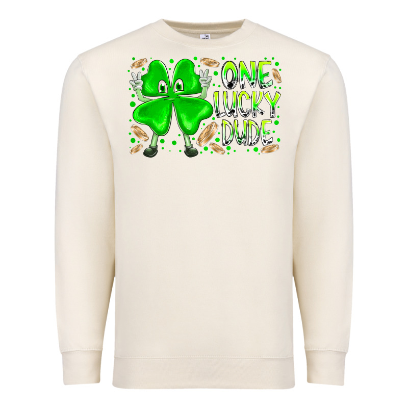 One Lucky Dude Premium Sweatshirt by RacoonDesign | Teevron