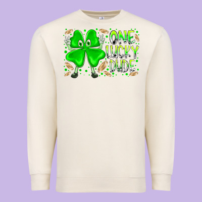 One Lucky Dude Premium Sweatshirt Designed By Racoondesign