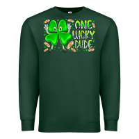 Sports Green one lucky dude Premium Sweatshirt - RacoonDesign