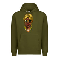Army Green african woman Premium Hoodie - NancyCooperArtShop