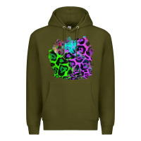 Army Green Colorful Leopard patch Premium Hoodie - RanaPortraitStore