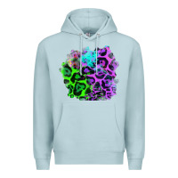 Blue Mist Colorful Leopard patch Premium Hoodie - RanaPortraitStore