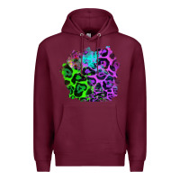 Burgundy Colorful Leopard patch Premium Hoodie - RanaPortraitStore