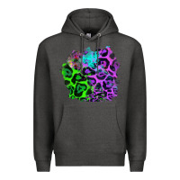 Charcoal Heather Colorful Leopard patch Premium Hoodie - RanaPortraitStore