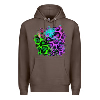 Coffee Colorful Leopard patch Premium Hoodie - RanaPortraitStore