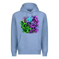Colony Blue Colorful Leopard patch Premium Hoodie - RanaPortraitStore