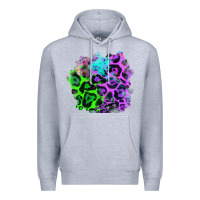 Heather Grey Colorful Leopard patch Premium Hoodie - RanaPortraitStore