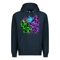 Navy Colorful Leopard patch Premium Hoodie - RanaPortraitStore