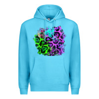 Ocean Blue Colorful Leopard patch Premium Hoodie - RanaPortraitStore