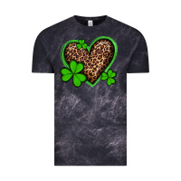 Cloud Black st patricks day leopard heart with shamrocks Vintage Tee - Artiststas
