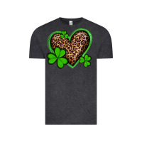 Vintage Black st patricks day leopard heart with shamrocks Vintage Tee - Artiststas